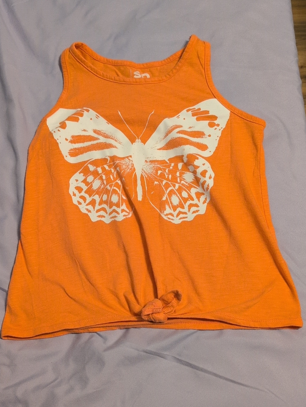 Girls' Orange Butterfly Tank Top
